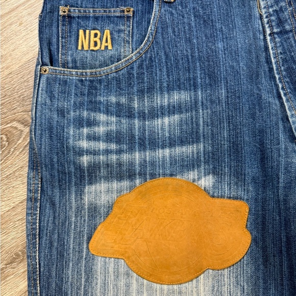 2000s NBA Teams Basketball Patches Straight Jeans 40x35 Y2K Sports Collectibles - Picture 2 of 14